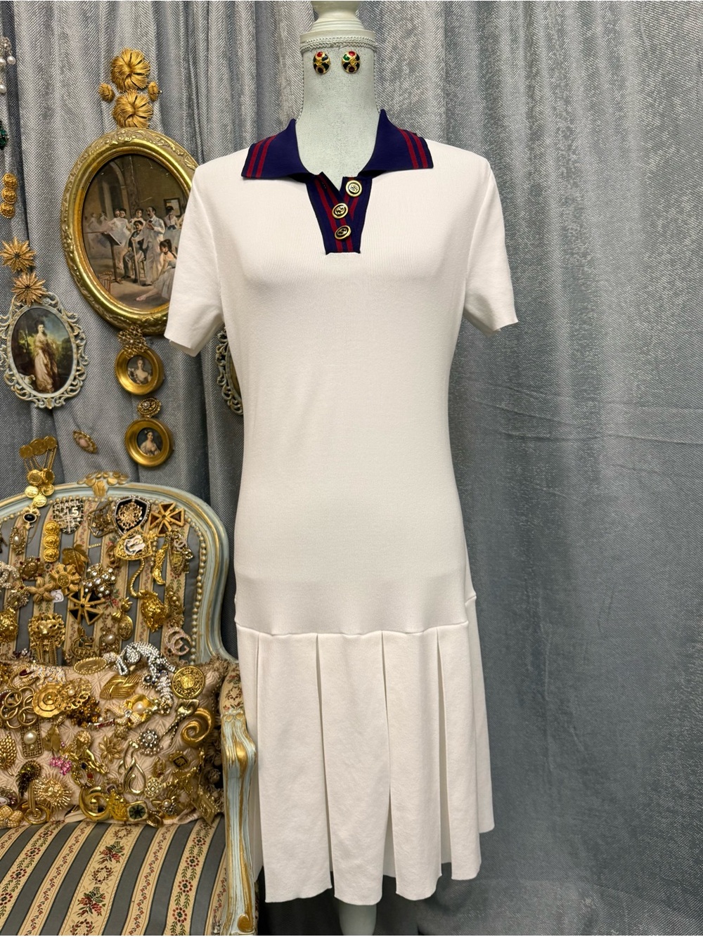"Riviera Chic" Pleated Knit Dress & Earring Set